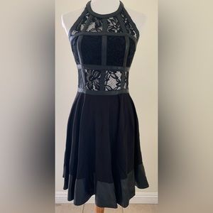 Bebe faux leather with lace cocktail dress